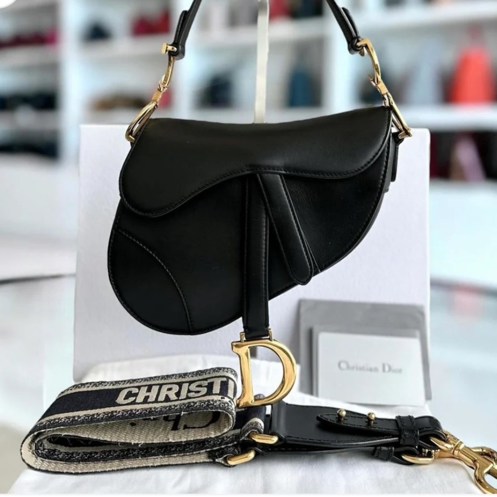 COPY - Christian Dior Saddle Smooth Calfskin Black GHW Shoulder Bag (Mini)